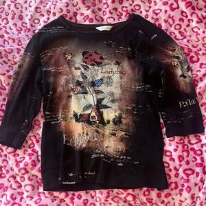 Christopher & Banks Black Ladybug Graphic Tee